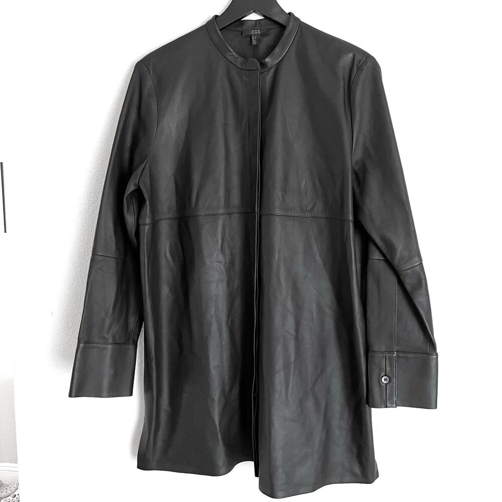 COS Women’s Leather Tunica Shirt Size 10 Black